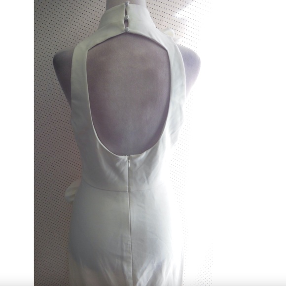 NEW LIKELY Off White DOIRAN Halterneck EMBROIDERED FLORALS Column GOWN 6 - Picture 9 of 16